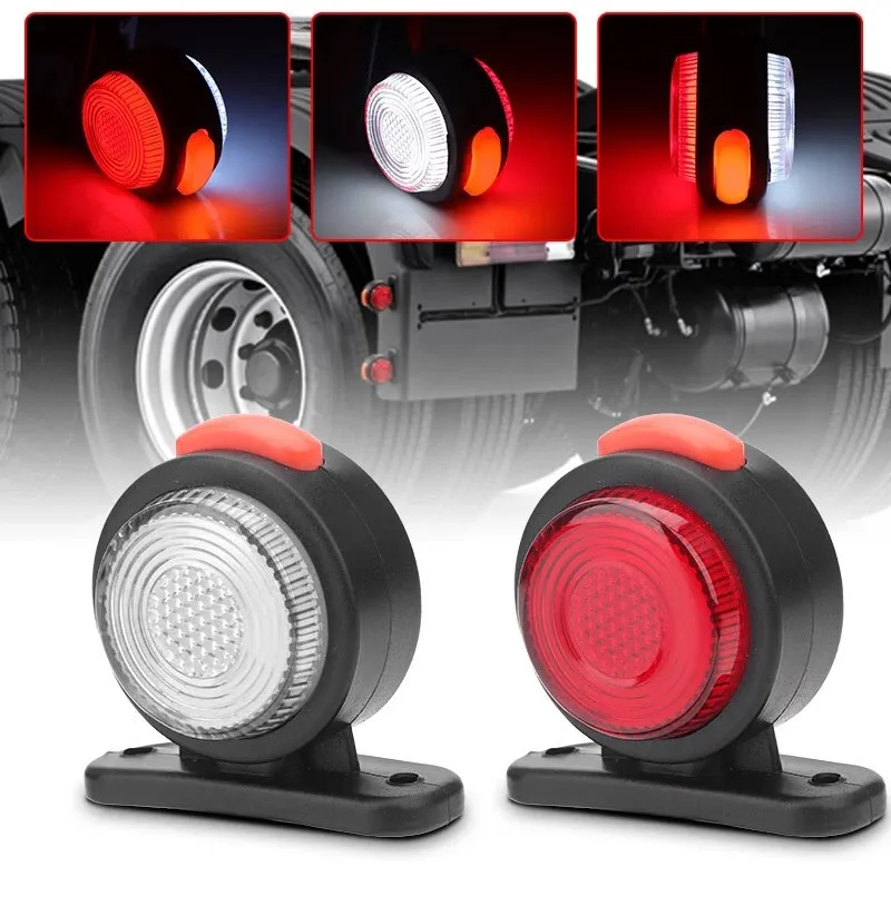 Комплект от 2 броя LED странични габарити, токоси, рогче 12-24V с три светлини бяла, жълта, червена Неон Ефект за ремаркета, платформи, камиони и др. - 2