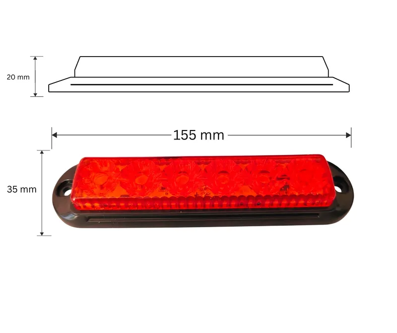LED аварийна / сигнална лампа (Flash) – Червена 6 Диода 4 режима 12V-24V - 2
