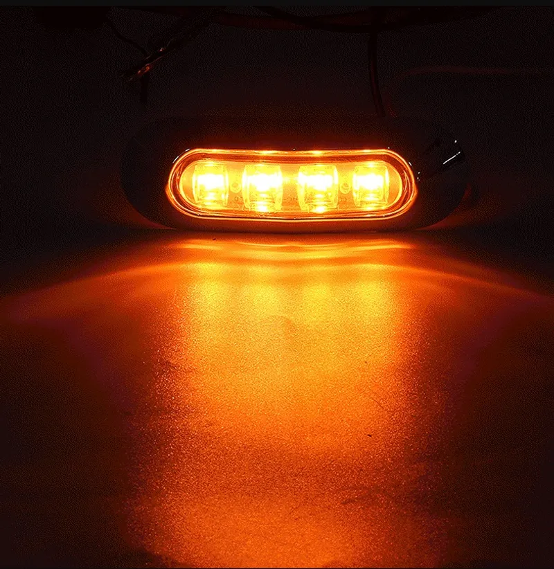 Оранжев/Жълт LED Габарит, Маркер, 4 диода, Хромирана рамка - 12V - 2