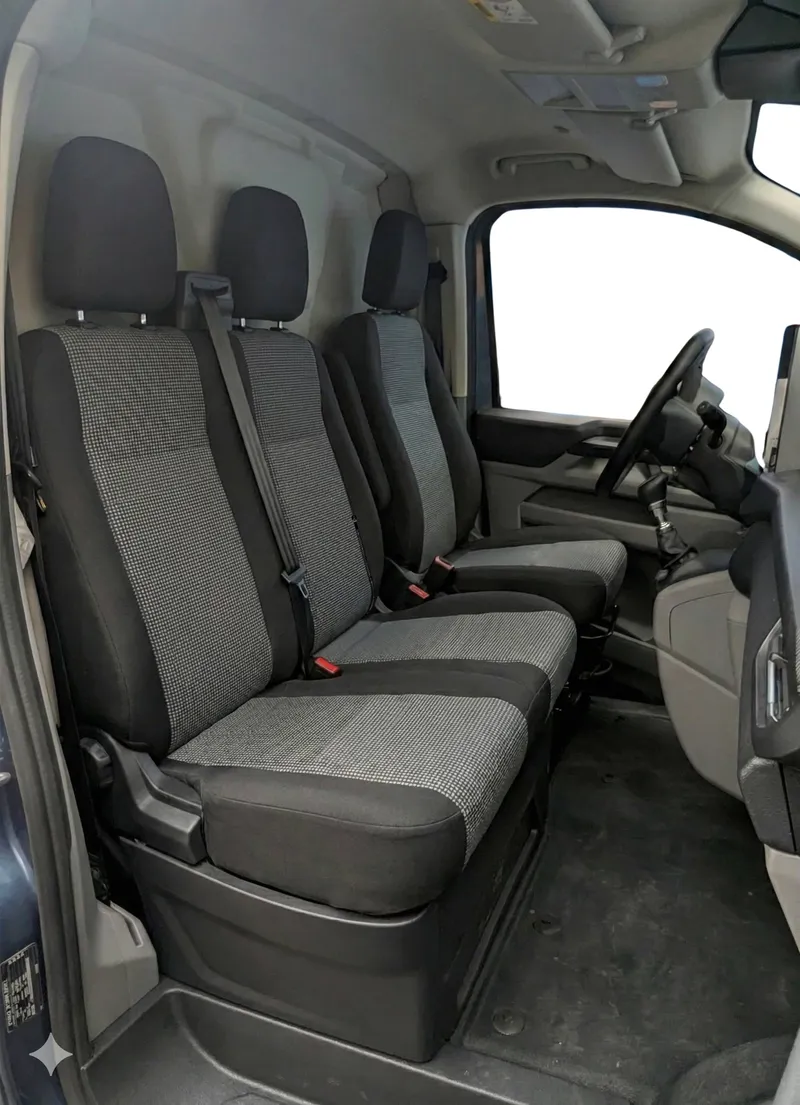 2+1 Комплект Тапицерия за Ford Transit Custom 2013-2023 с отвор на двойната седалка - черно - 2