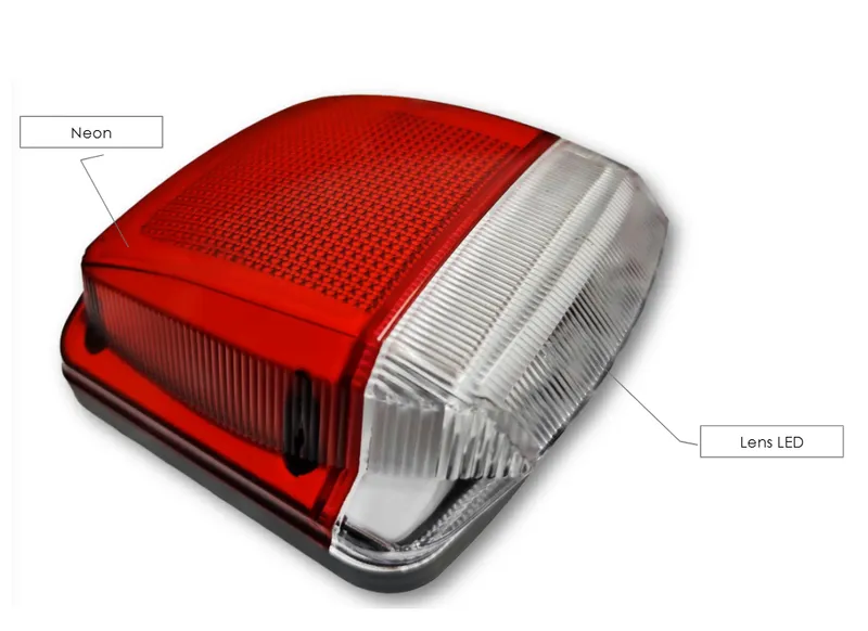 Комплект LED Плафони за Регистрационен номер Бели с Червен Neon Габарит - 12V / 24V - 2