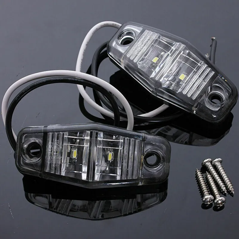1 брой Бял LED Маркер, габарит, токос, 12 диода - 24V - за камион, ремарке, каравана, платформа - 2