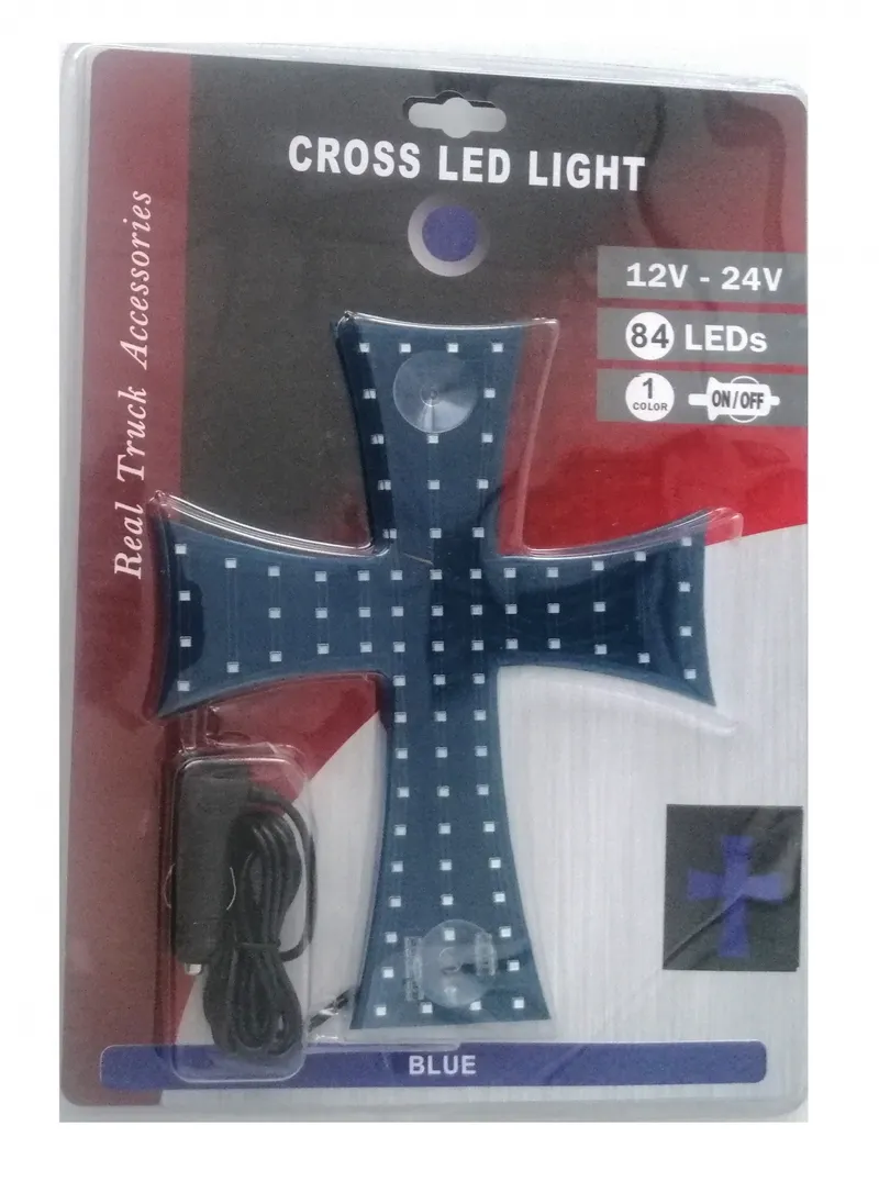 Диоден светещ кръст син 84 LED ЛЕД 12V -24V 245 x 200 mm - 2