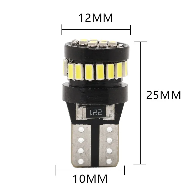 Комплект от 2 броя LED Лед Диодни Крушки За Габарит Т10 W5W 24 SMD 12V Canbus - Error free Без грешки Бяла Светлина в блистер - 2