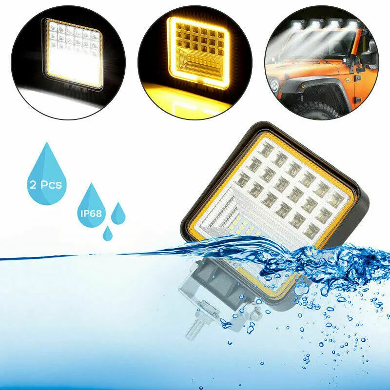 126W LED Диоден Фар Работна Бяла Жълта Светлина Габарит Мъгла Лампа 12V 24V 3030 Лумена - 2