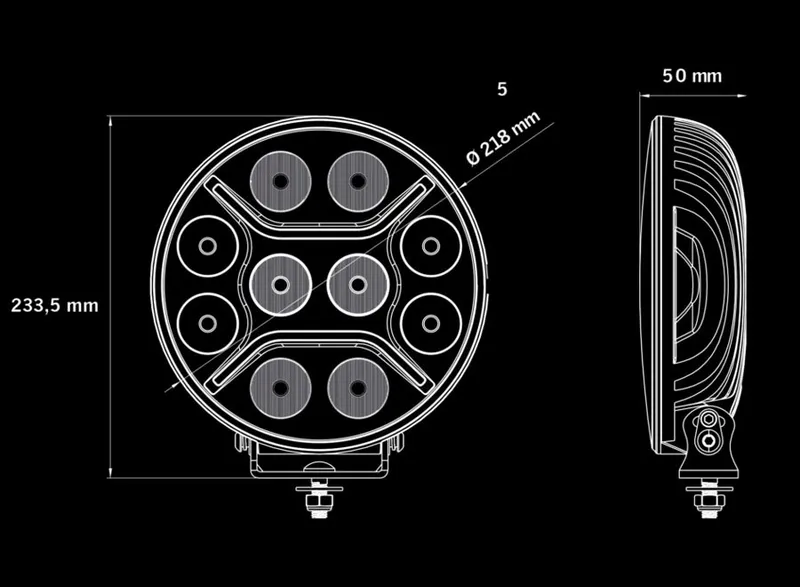 LED + DRL Диоден Халоген Фар Бял Оранжев Габарит Ø 230 мм 12V 24V за джип камион трактор багер земеделски машини и др. - 2
