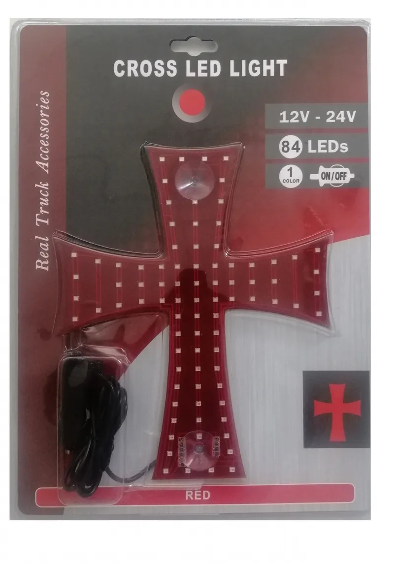 Диоден светещ кръст червен 84 LED ЛЕД 12V 24V 245 x 200 mm - 2