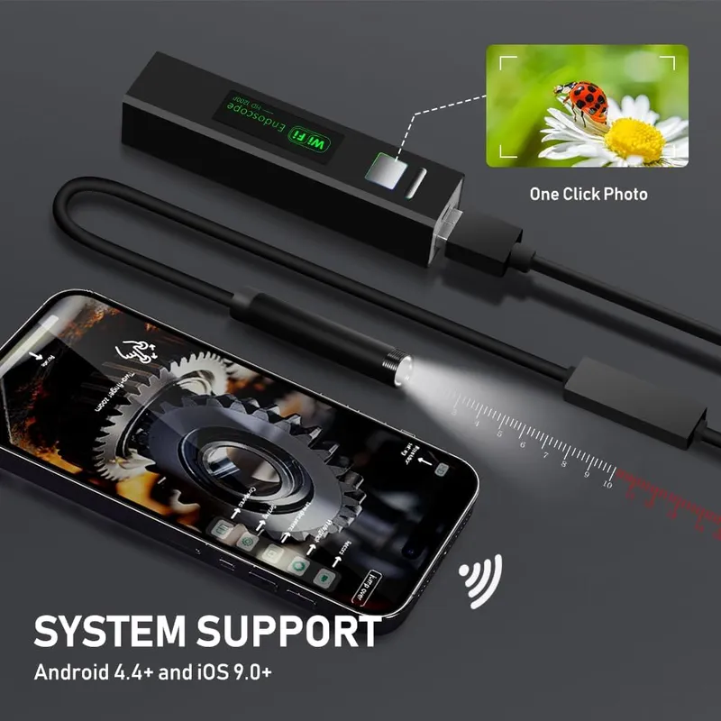 HD WIFI Безжичен ендоскоп камера за телефон съвместим с iOS и Android 720p 5м кабел - 2