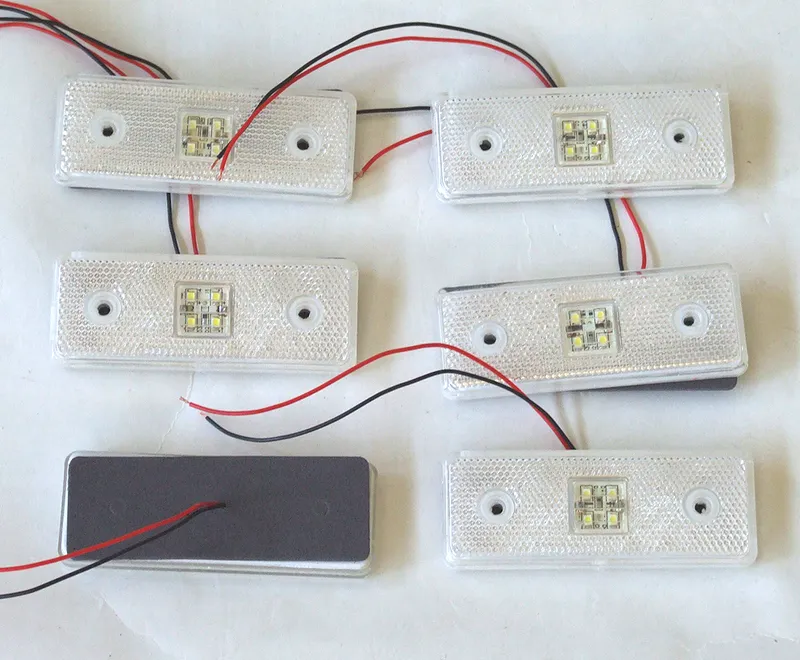 24V Диоден 4 LED ЛЕД Маркер габарит токос светлина за камиони бус ван ремарке каравана - 110 мм х 40 мм - бял MAR032 - 2