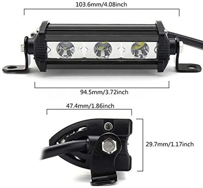 Комплект от 2 бр. 11 См Мощни LED бара с насочена Spot светлина 9W 3 LED 12V 24V За Мотор, АТВ, Джип, 4х4, Offroad, Камион - 3