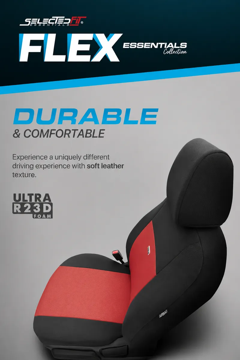 Комплект Тапицерия SelectedFit Flex Design by OTOM текстил – Черно-Червена, за Предни и Задни Седалки - 3