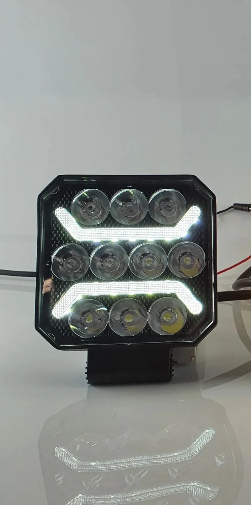Универсална мощна LED ЛЕД диодна лампа халоген бяла светлина + бял габарит 15W 1500LM 12V - 24V E-mark за камион трактор ролбар АТВ джип земеделски и селскостопански машини и др. - 3