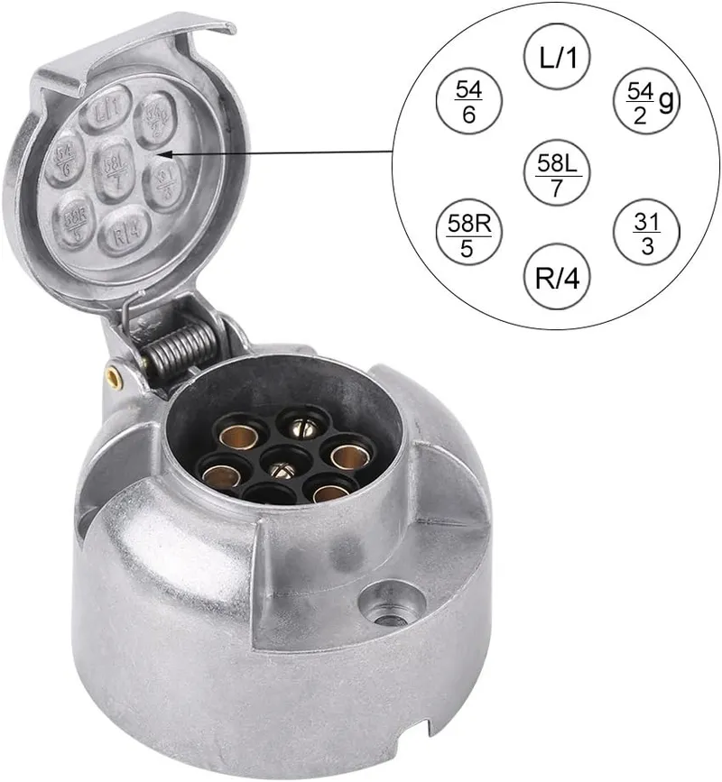 Букса за ремарке метална 7 пина 12V женска - 3