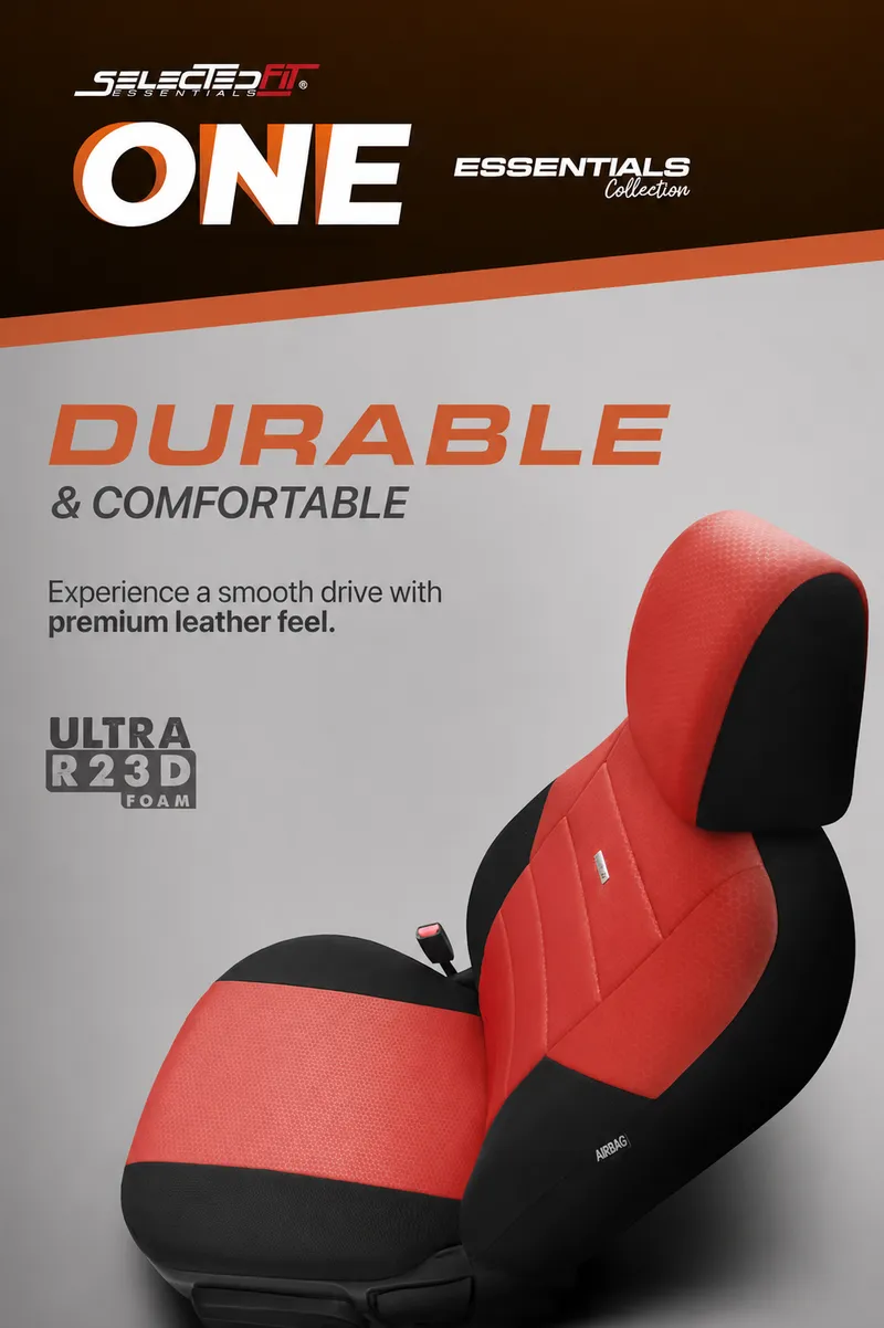 Комплект Тапицерия SelectedFit One Design by OTOM текстил – Черно-Червена, за Предни и Задни Седалки - 3