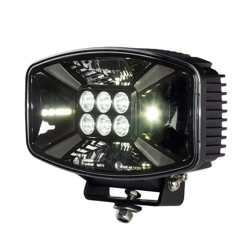 Универсален LED ЛЕД 140W диоден фар халоген лампа 12V - 24V с DRL/parking светлина бяло-жълто за АТВ джип камион трактор земеделски и селскостопански машини 247 x 141 x 83 mm - 3