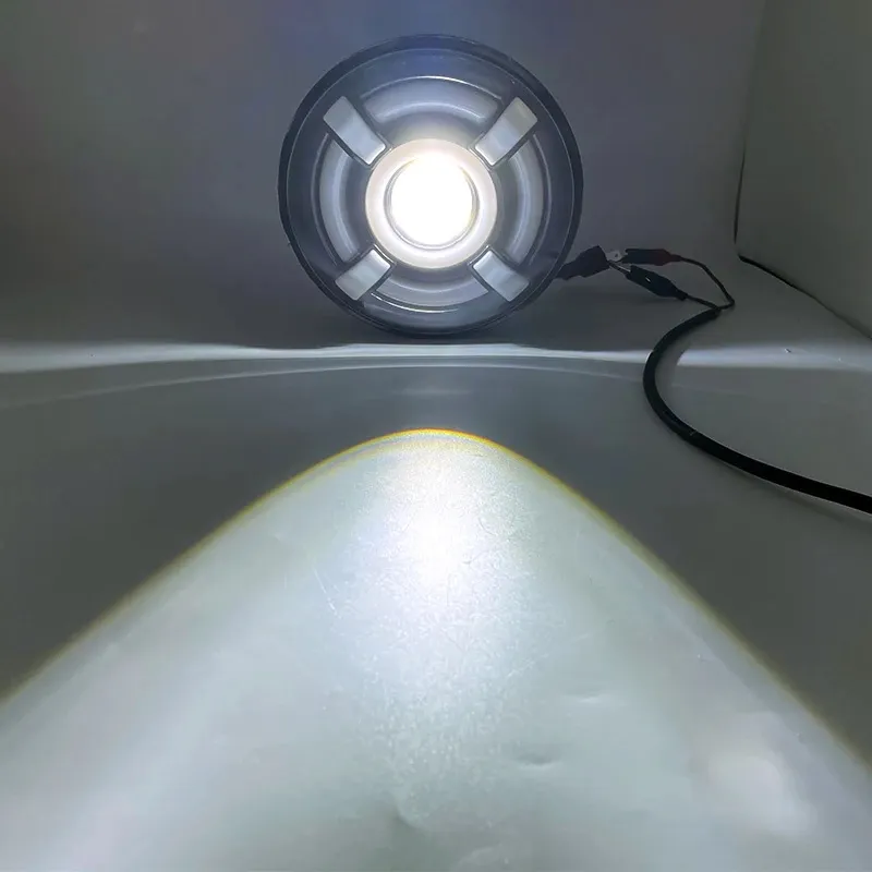 Универсален 7 инча 18см ЛЕД LED фар лампа халоген 12V-24V къси/дълги с DRL дневни светлини мигач бяло-жълто 4800lm за АТВ джип мотоциклет камион трактор и др. - 3