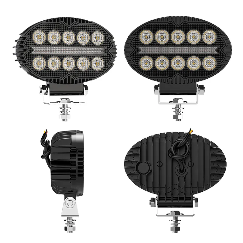 Универсален LED халоген с бяла светлина и оранжев DRL - 10 диода, 2000 lm, 12V-24V, IP67, 5 режима на работа, стробоскопичен режим и динамичен мигач - 3