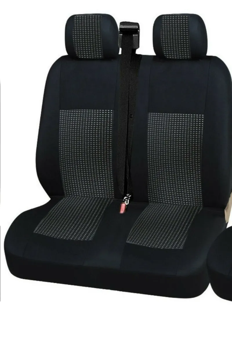 2+1 Лукс Калъфи В Черно За Седалки за Mercedes Sprinter Vito Vw Crafter T5 Ford Transit Peugeot Iveco Премиум Плат - 3