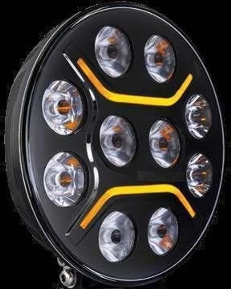 LED + DRL Диоден Халоген Фар Бял Оранжев Габарит Ø 230 мм 12V 24V за джип камион трактор багер земеделски машини и др. - 3