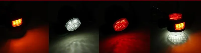 Комплект от 2 броя LED ЛЕД светодиодни габарити токоси рогче рогчета на 12V с три светлини бяла-жълта-червена - 3