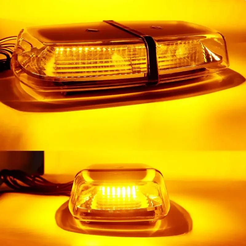 12V 24V Лед Led Аварийна Сигнална Лампа Маяк Буркан 72 Диода с 8 режима бяло стъкло с болтово захващане За Пътна Помощ Платформа Снегорин и др. - 3
