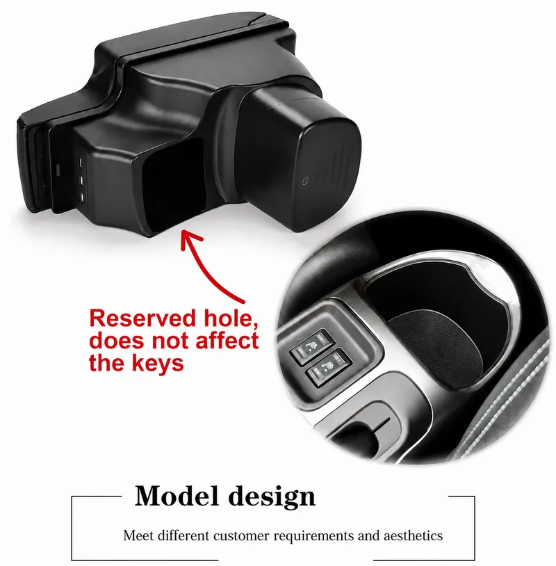 Подлакътник за автомобил Nissan Juke 2010-2019 MK1, с отделение за съхранение, 2x USB-A, 1x USB-C, достъп до бутоните за подгрев на седалките, черен - 3