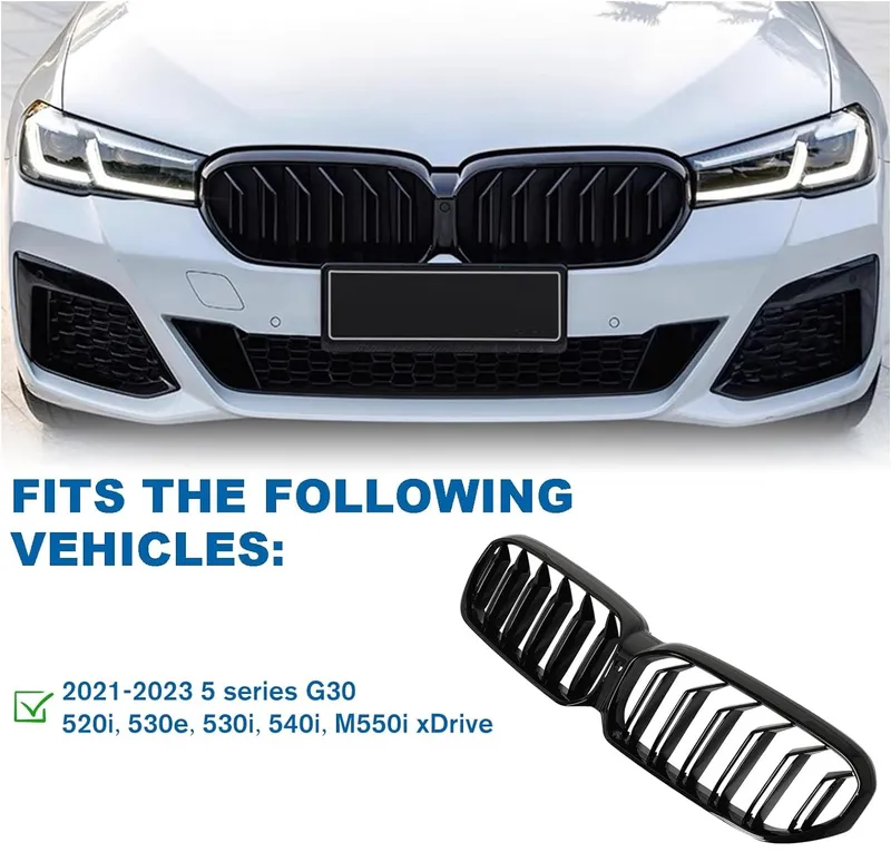 Двойни Бъбреци Решетки За BMW 5 SERIES G30 G31 LCI БМВ 5-та Серия Facelift BMW G30 G31 G38 2020г.-2023г. Черен Гланц Лак - 3