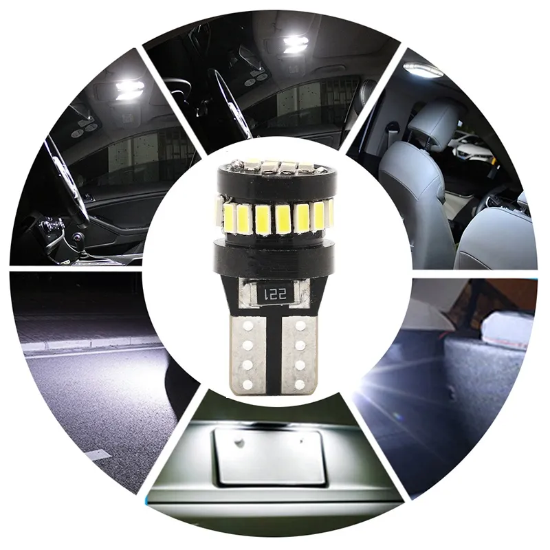 Комплект от 2 броя LED Лед Диодни Крушки За Габарит Т10 W5W 24 SMD 12V Canbus - Error free Без грешки Бяла Светлина в блистер - 3
