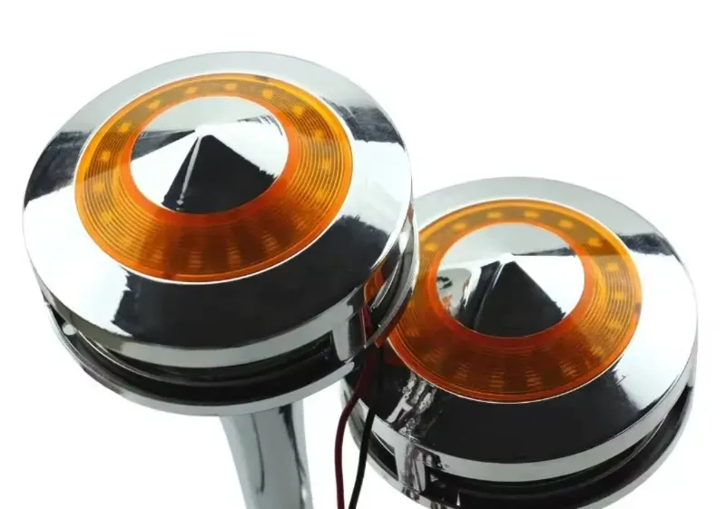 Двойна Тромба клаксон с жълта LED светлина, 300 dB – 12V / 24V - 3