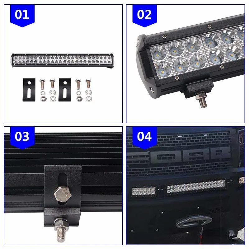 57 См Мощен LED бар Flexzon с Комбинирана Combo светлина 144W 48 LED 12V 24V АТВ, Джип, 4х4, Offroad - 3
