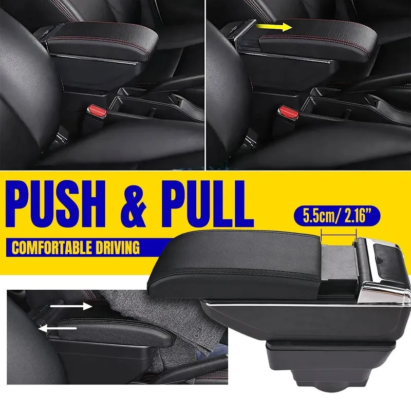 Подлакътник барче за Opel Astra J 2009–2018 MK4 - Еко кожа – Черен - 3
