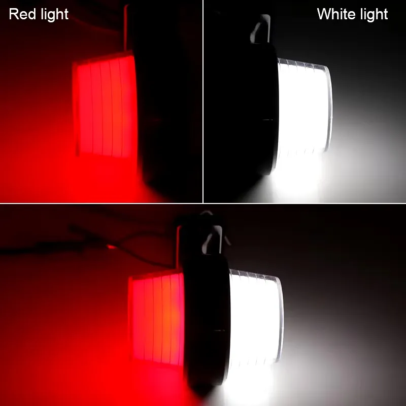 Комплект от 2 броя 12-24V ЛЕД LED диодни странични маркери рогчета светлини за камион ремарке каравана кемпер АТВ бяло-червено - 3