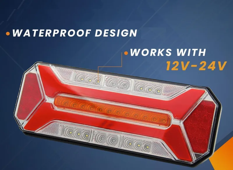 LED стоп с 5 функции за камион и ремарке, динамичен мигач, стоп светлина, заден ход, мъгла, IP66, 12–24V - 3