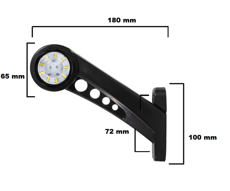 Комплект от 2 броя 12- 24V LED ЛЕД рогчета странични габаритни светлини въртящи се с ротация за камион ремарке платформа каравана и др. бяло-червено 180 Х 65 mm - 3