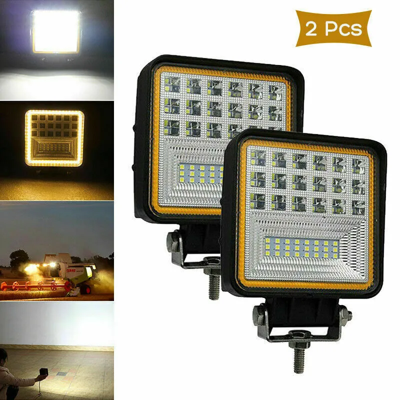126W LED Диоден Фар Работна Бяла Жълта Светлина Габарит Мъгла Лампа 12V 24V 3030 Лумена - 3