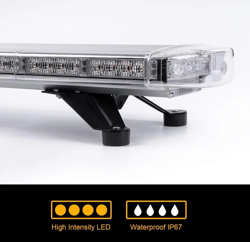 Мощна аварийна сигнална лампа 98 см 72 LED ЛЕД блиц маяк буркан лед бар 12-24V със 15 режима на работа жълта за пътна помощ платформа снегорин багер бус ван и др. - 3