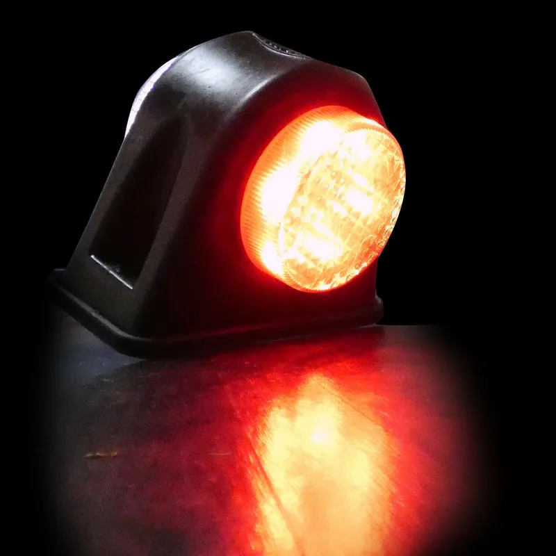 2 броя - 24V LED Гумени Диодени Странични Маркери Рогчета Светлини За Камион Ремарке Платформа Бяло Червено - 3
