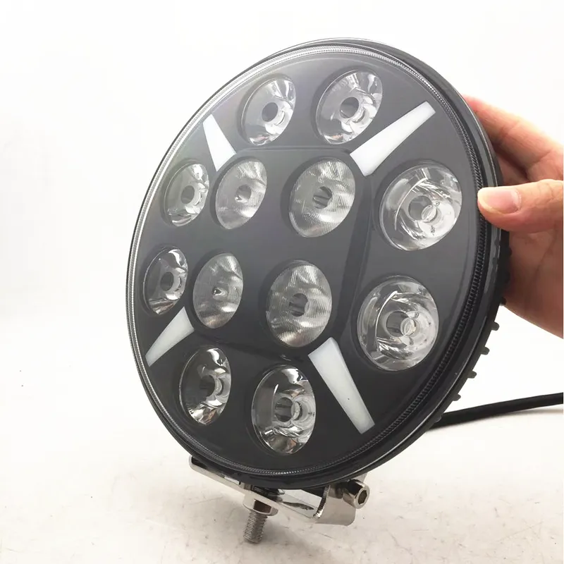 LED Диоден Халоген Dark knight Фар с DRL бяло - жълто оранжев габарит Ø 218мм 12V - 24V E-mark E9 за Джип Камион Трактор Багер Земеделски Машини и др. - 4