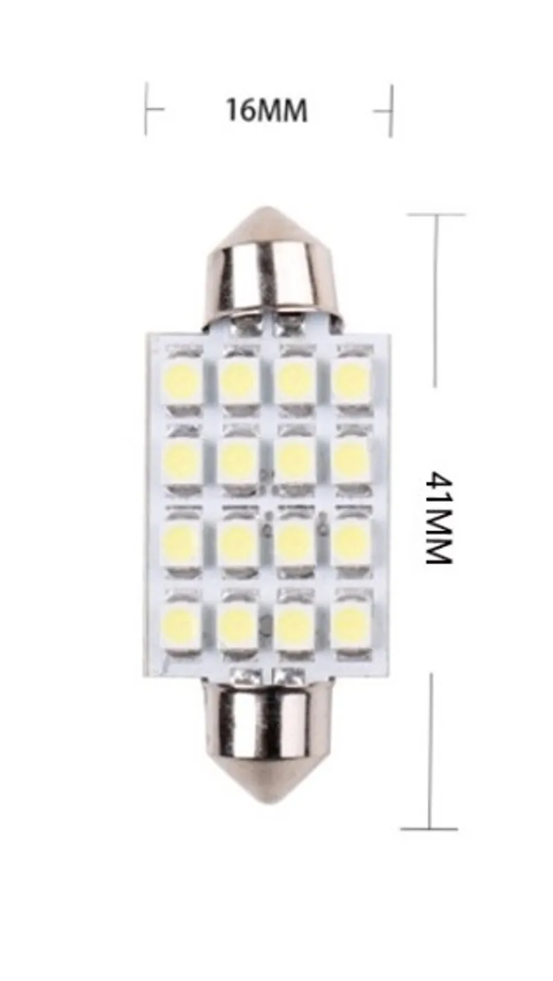 LED Лед Диодни Крушки, 16 SMD 5050 , 31мм, 36мм, 39мм, 41мм, 12V, Бяла Светлина - 4