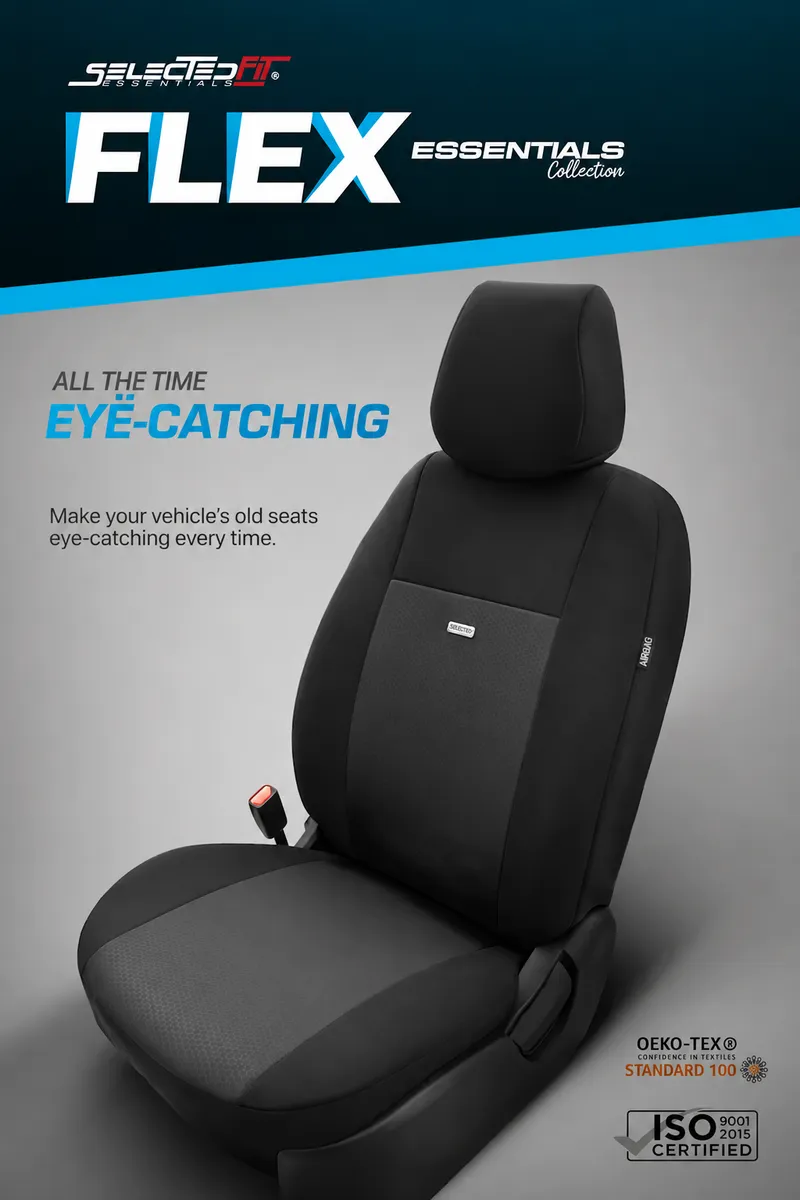 Комплект Тапицерия SelectedFit Flex Design by OTOM текстил – Черно-Сива, за Предни и Задни Седалки - 4