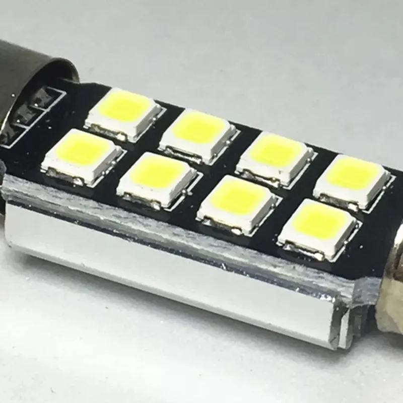 Комплект от 2 броя LED Лед Диодни Крушки 8 SMD 31мм 12V Бяла Светлина в блистер - 4