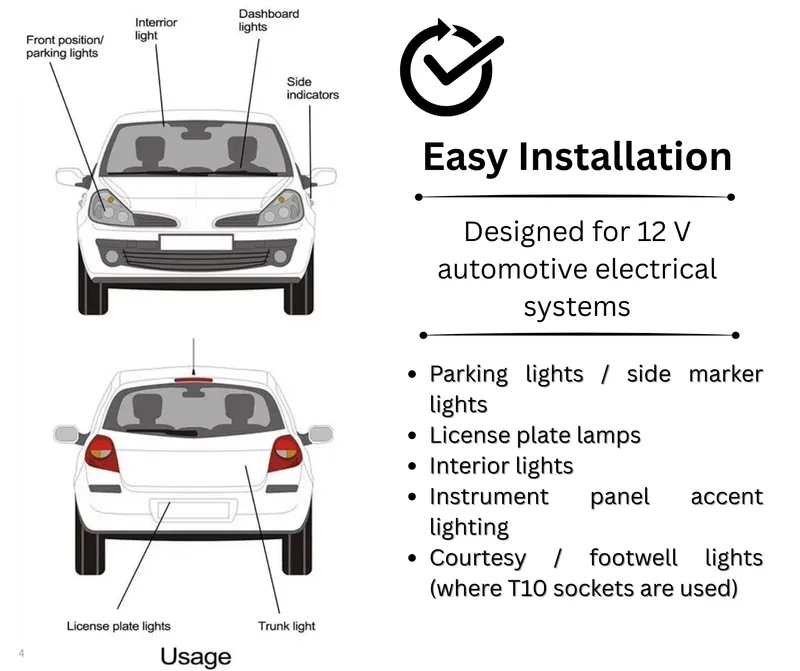 Комплект 2 бр. LED крушки T10 W5W, синя светлина, CANBUS, Silica LED, 12V - блистер - 4