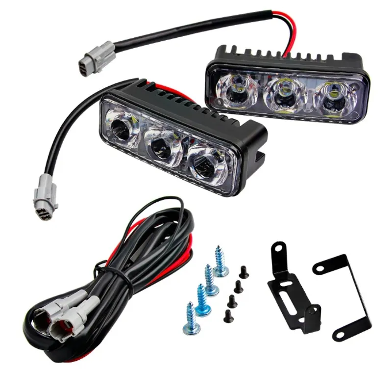 Комплект Предни Мощни 3 Led Лед Диодни Дневни Светлини 12V 3W НОВИ - 4