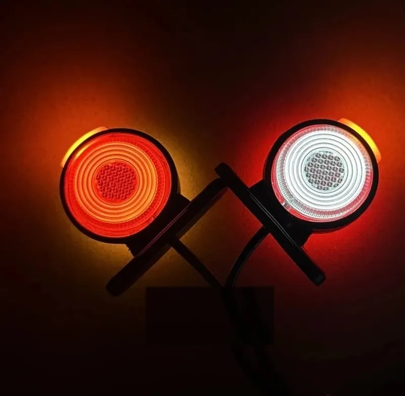 1 брой LED страничен габарит, токос, рогче 12-24V с три светлини бяла, жълта, червена Неон Ефект за ремаркета, платформи, камиони и др. - 4