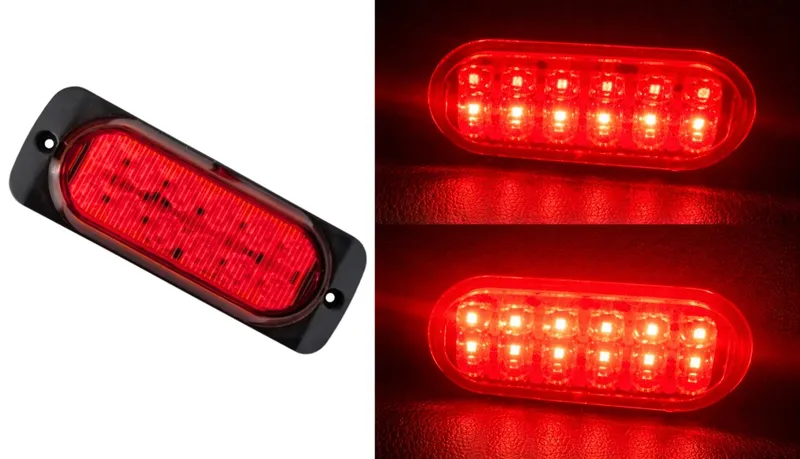 Червена LED Сигнална / Аварийна Блиц светлина - 12 диода 12V-24V - 4