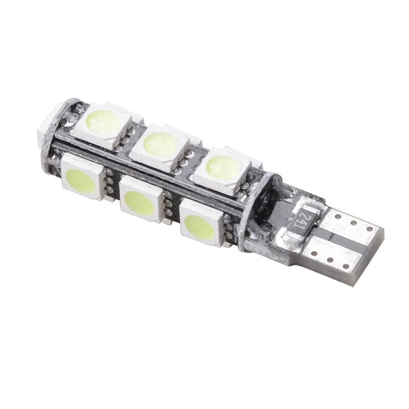 Комплект от 2 броя LED Лед Диодни Крушки За Габарит Т10 W5W 13 SMD 12V Бял Цвят Светлина Canbus - Error free Без грешки в Блистер - 4