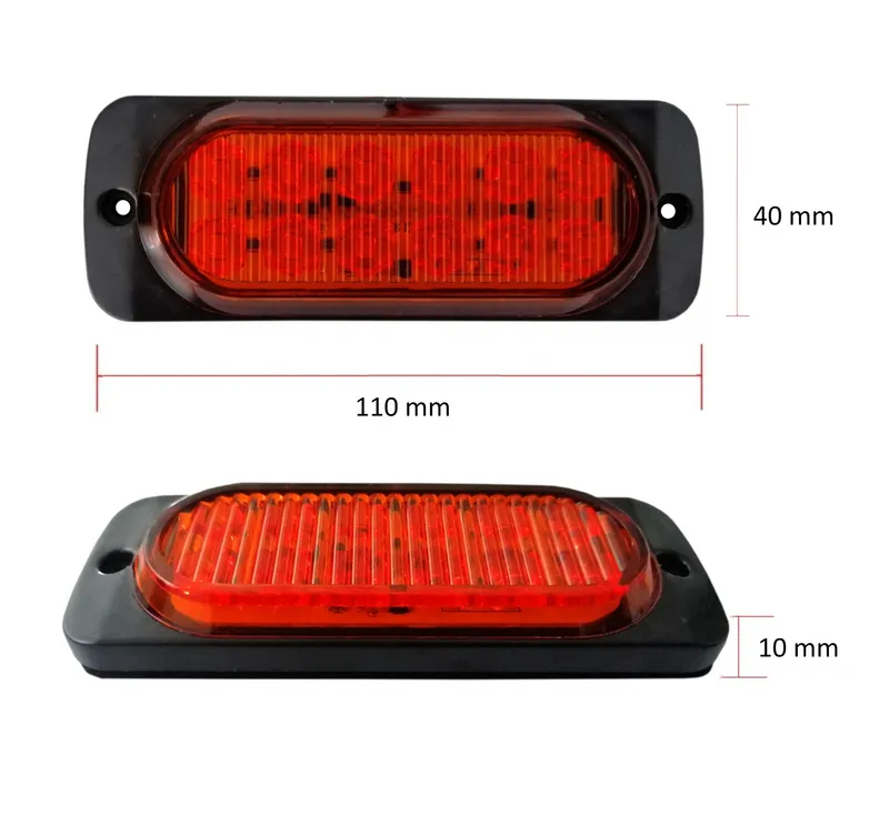 Оранжева LED Сигнална / Аварийна Блиц светлина - 12 диода 12V-24V - 4