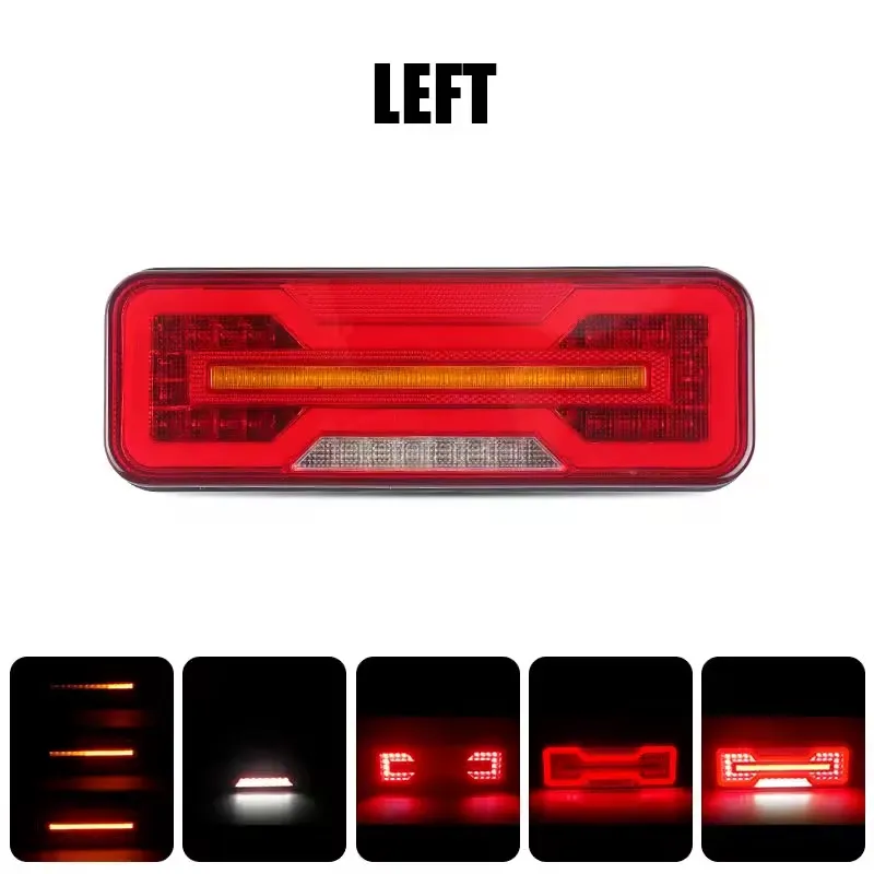 Универсални LED Стопове 12V 24V с Бягащ Мигач, Стоп, Габарит и Заден Ход E9 Сертифицирани Комплект от 2 броя - 4