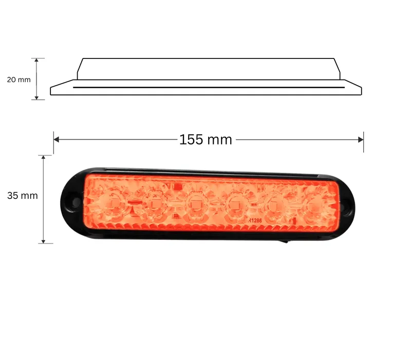 LED аварийна / сигнална лампа (Flash) – Жълта 6 Диода 4 режима 12V-24V - 4