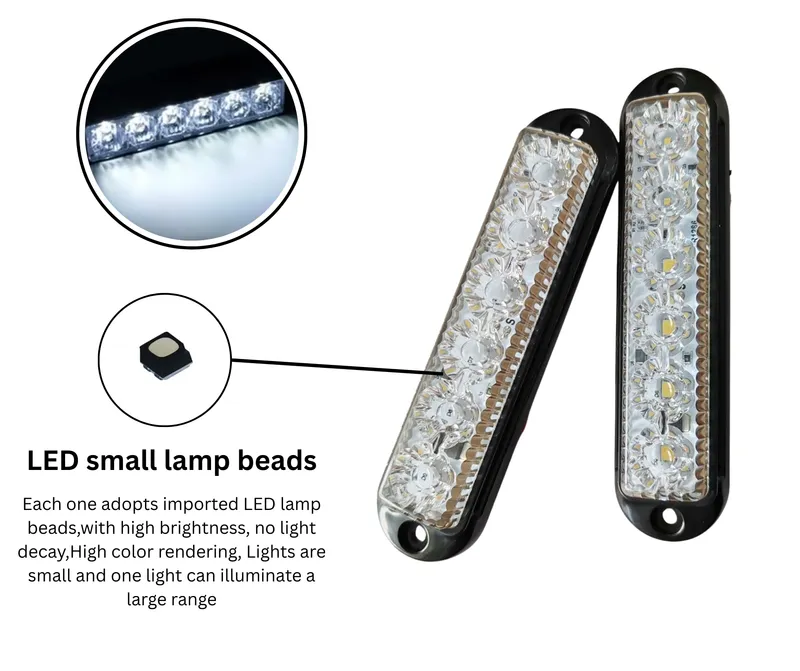 LED аварийна / сигнална лампа (Flash) – Бяла 6 Диода 4 режима 12V-24V - 4